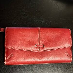 Charter club red leather multi-section wallet